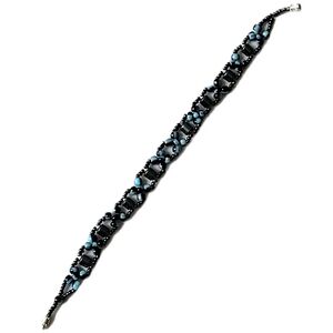 Black Blue Beaded Bracelet Screw Clasp
